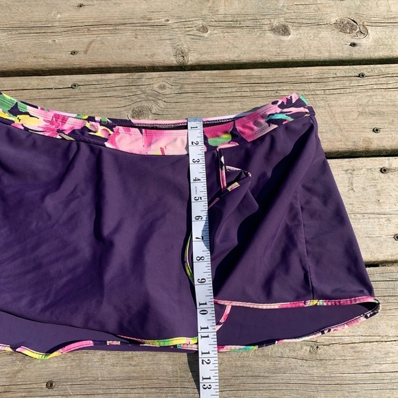 💙 Floral Tankini Top & Skirted Bottom Swimsuit - Size 16 - Picture 3 of 7